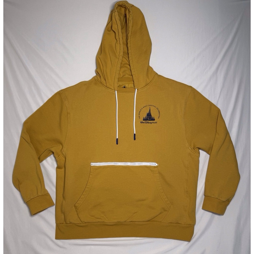 Walt Disney World Parks 50th Anniversary Mickey Mouse Hoodie Yellow‎ Gold Large